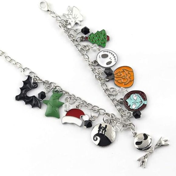 Nightmare Before Christmas Bracelet Jack Skull Enamel Pendant - Picture 4 of 4